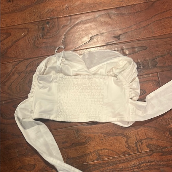 Anthropologie White Sleeveless Bustier Crop Top - Picture 3 of 5